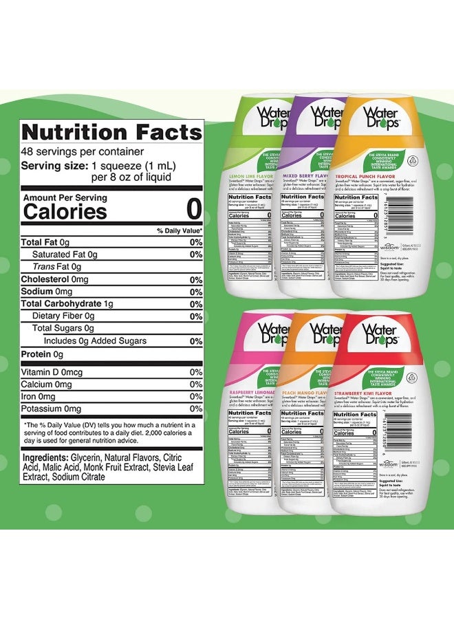 Sweet Drops SweetLeaf Stevia Water Drops - Water Enhancer Variety Pack, Sugar Free Stevia Water Flavoring Drops, Lemon Lime, Raspberry Lemonade, and 4 More Refreshing Flavors - Image 2
